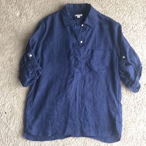 Gap || Long Sleeve Button Down Linen Shirt S Blue